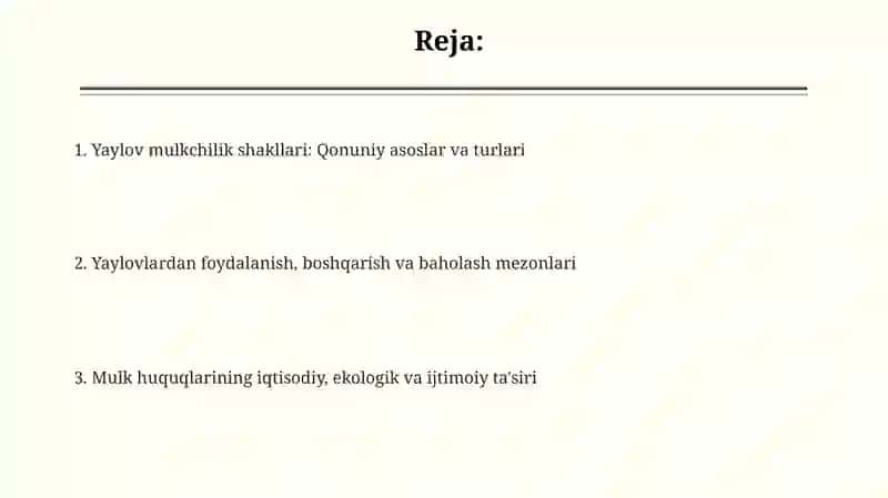 Yaylov mulkchilik shakllari: Qonuniy asoslar va turlari 2