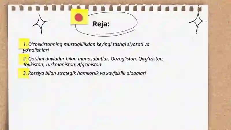 Ozbekistonning xalqaro aloqalari va jahon hamjamiyatidagi orni 2