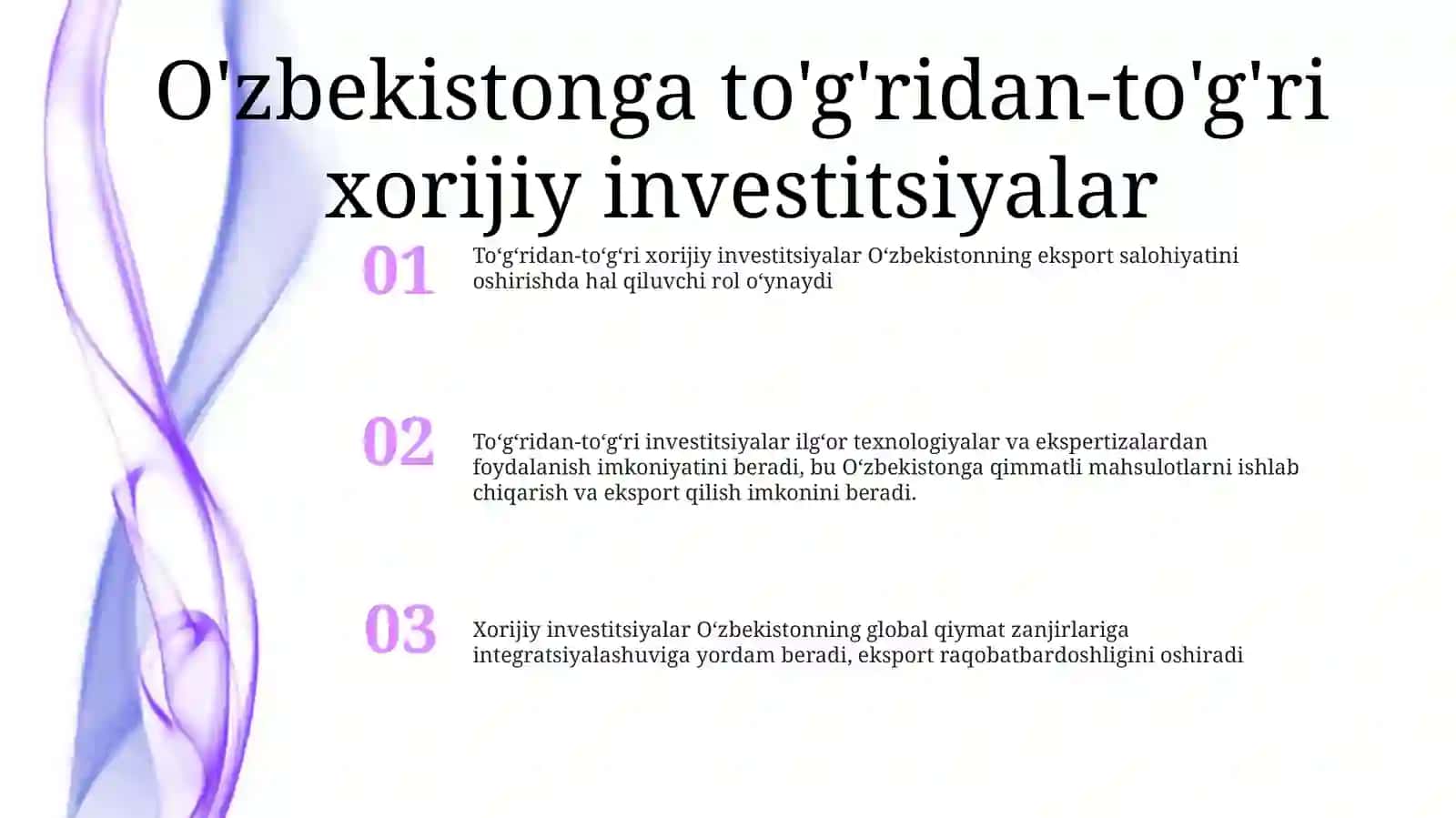 Xorijiy Investitsiyalar va Eksport Salohiyati 2