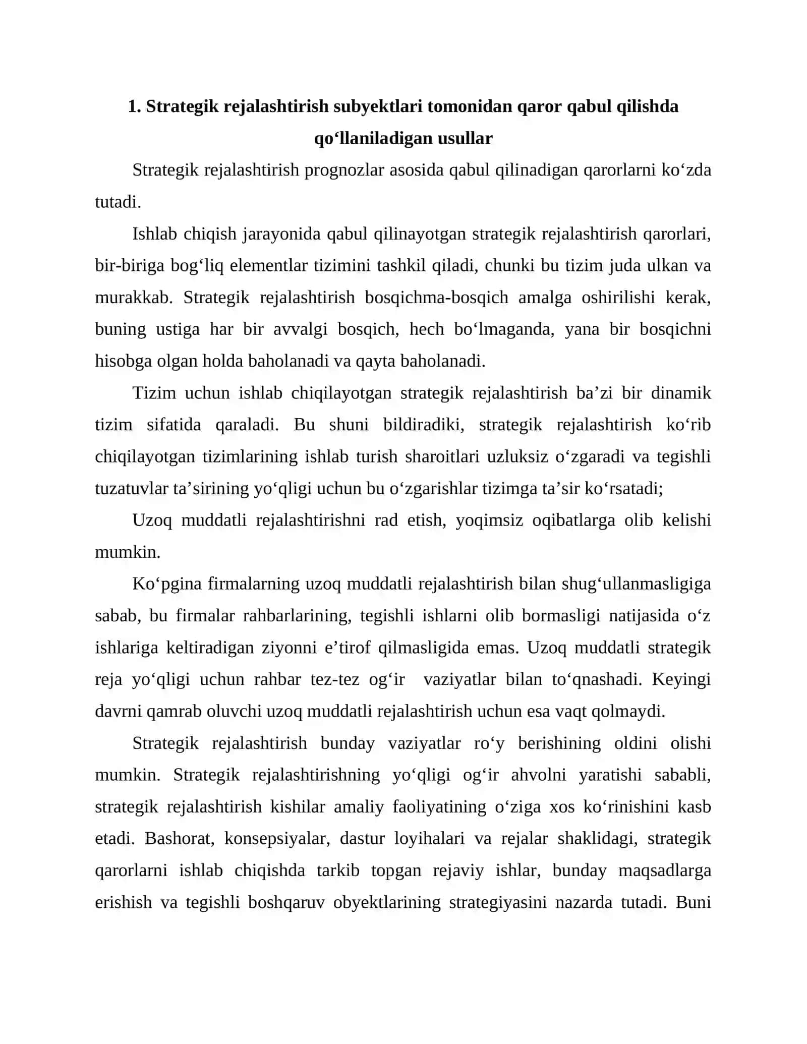 Strategik rejalashtirish subyektlari tomonidan qaror qabul qilishda qo‘llaniladigan usullar 2