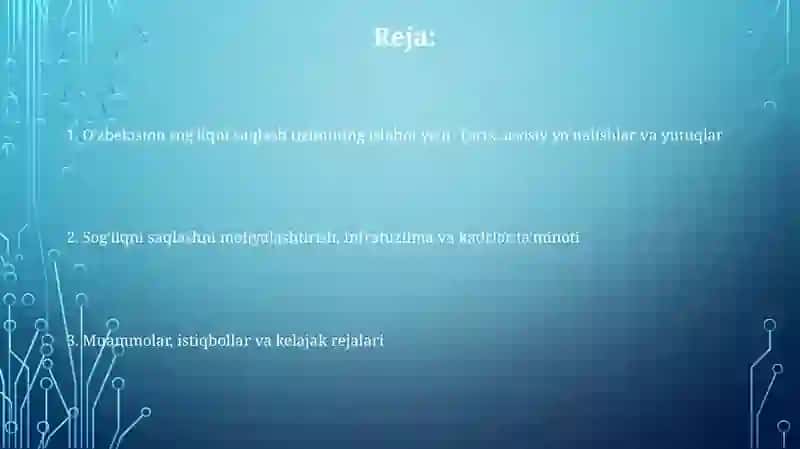 O'zbekiston Respublikasi sog'liqni saqlash tizimi-islohot yo'lida 2
