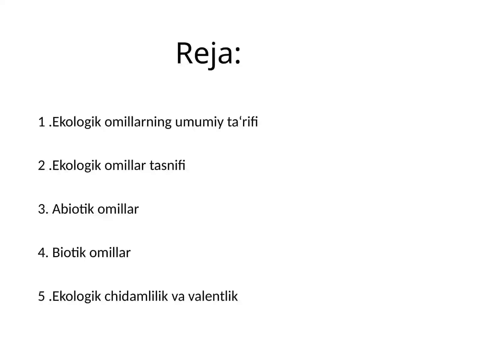 Ekologik Omillar Tasnifi 2