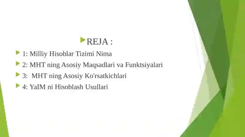 Milliy Hisoblar Tizimi (MHT) 2