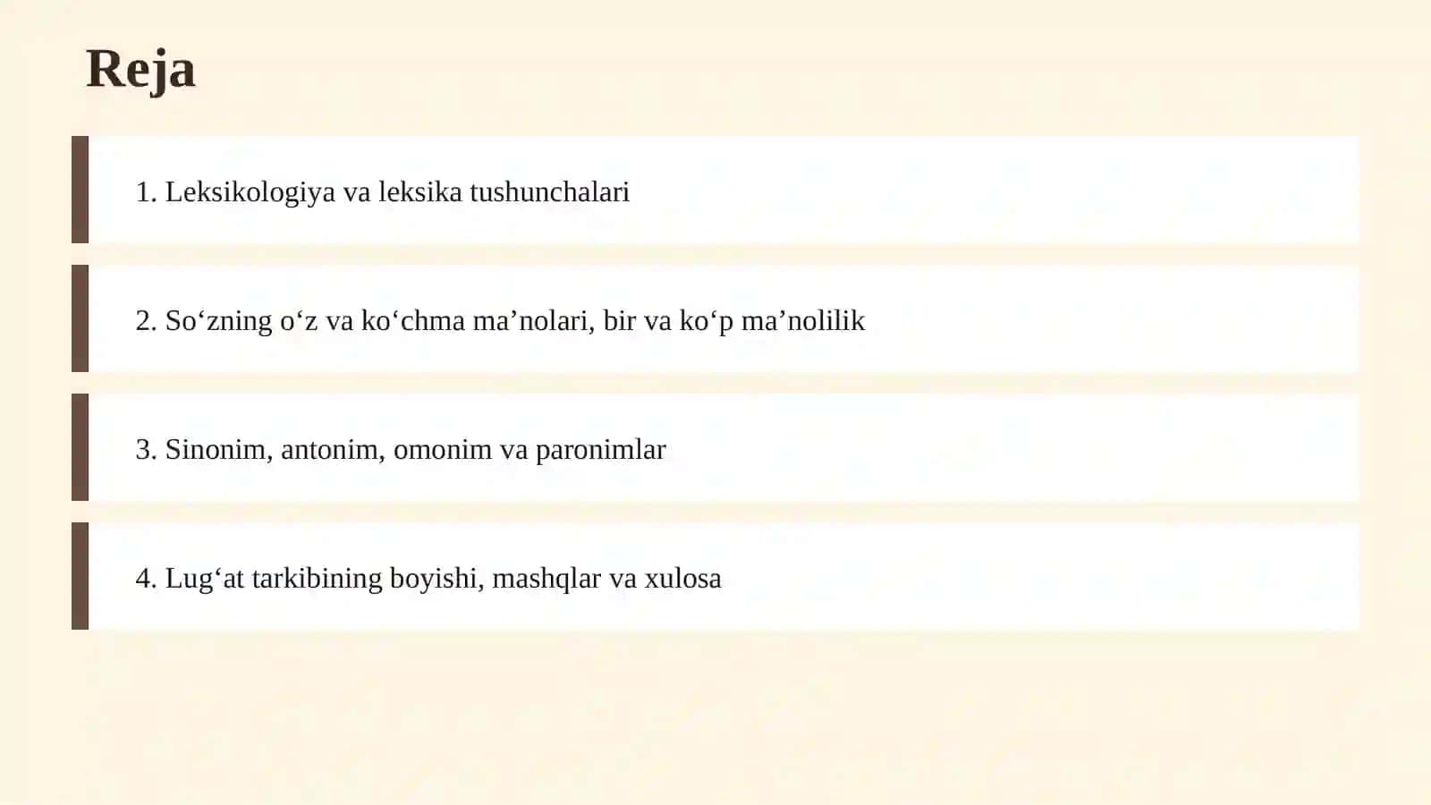 O‘ZBEK TILINING LEKSIK BOYLIGI VA SO‘Z MA’NOLARI 2