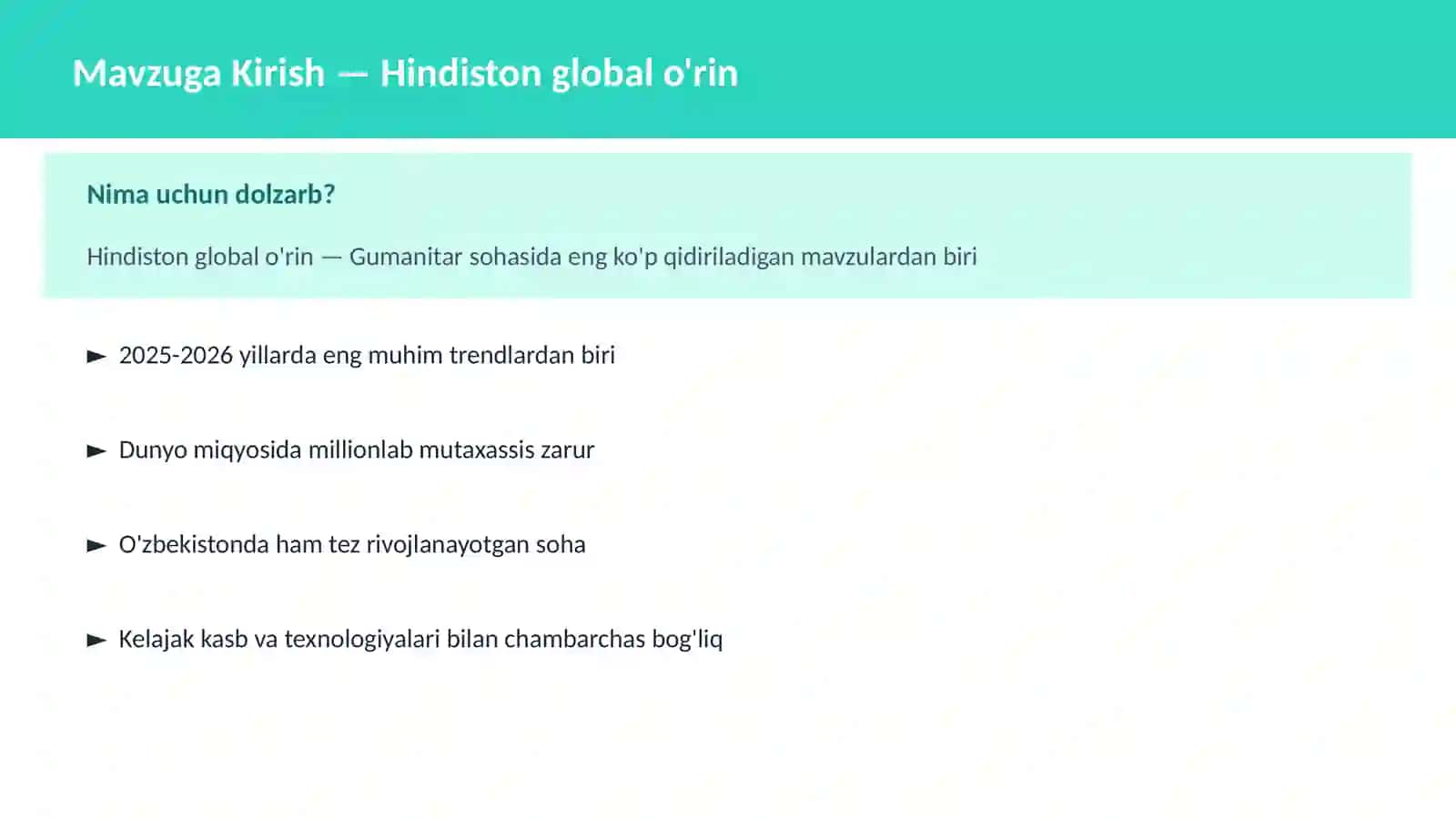Hindiston global o'rin 2