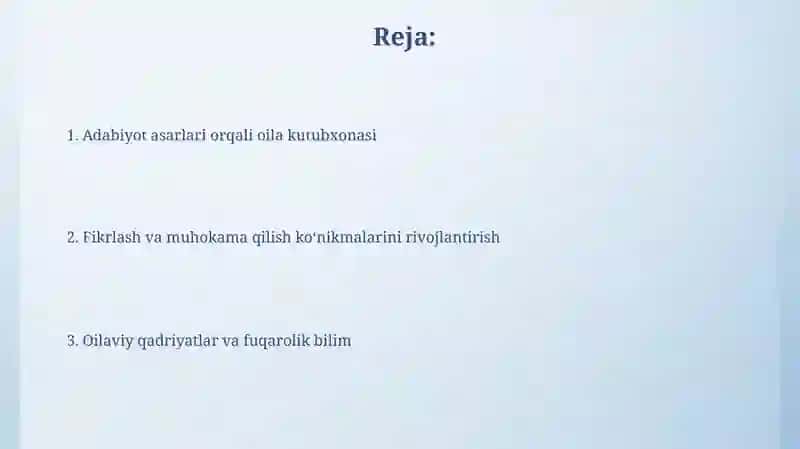 Mavzu: 7-sinf Tarbiya fanidan, "Oilaviy kitobxonlik" 2