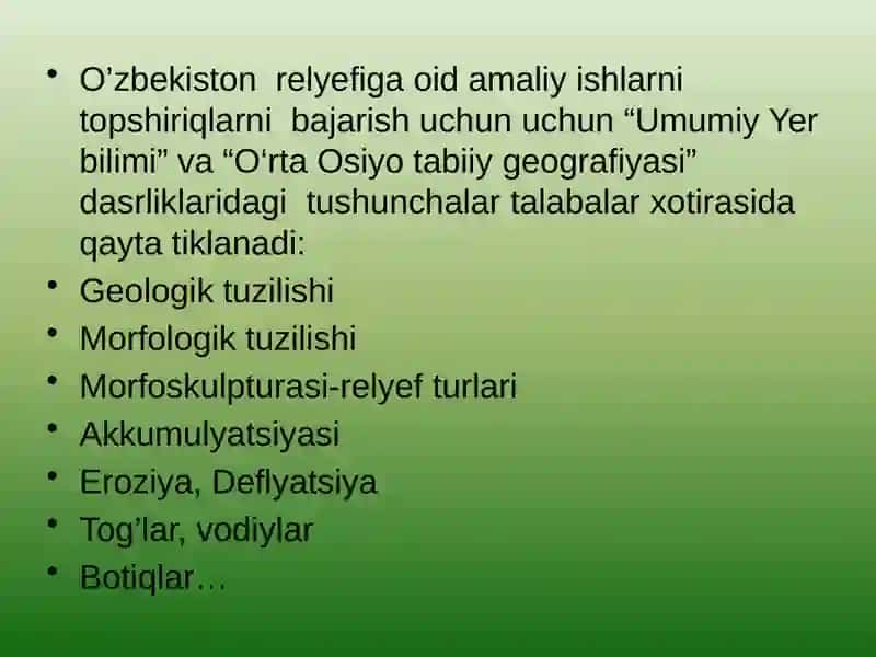 O'zbekiston relyef xaritasini chizish 2