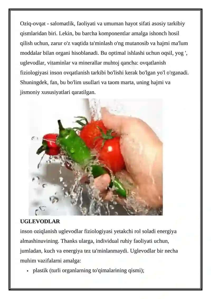 OVQATLANISHNING FIZIOLOGIK ME'YORLARI 2