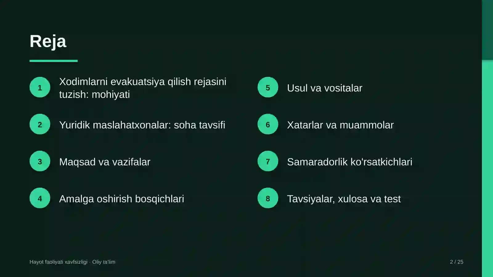 Yuridik maslahatxonalarda xodimlarni evakuatsiya qilish rejasini tuzish 2
