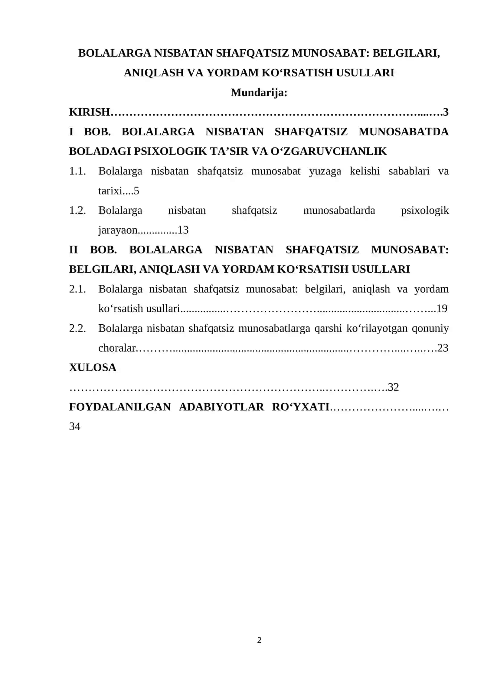 Bolalarga nisbatan shafqatsiz munosabat belgilari aniqlash va yordam ko‘rsatish usullari 2