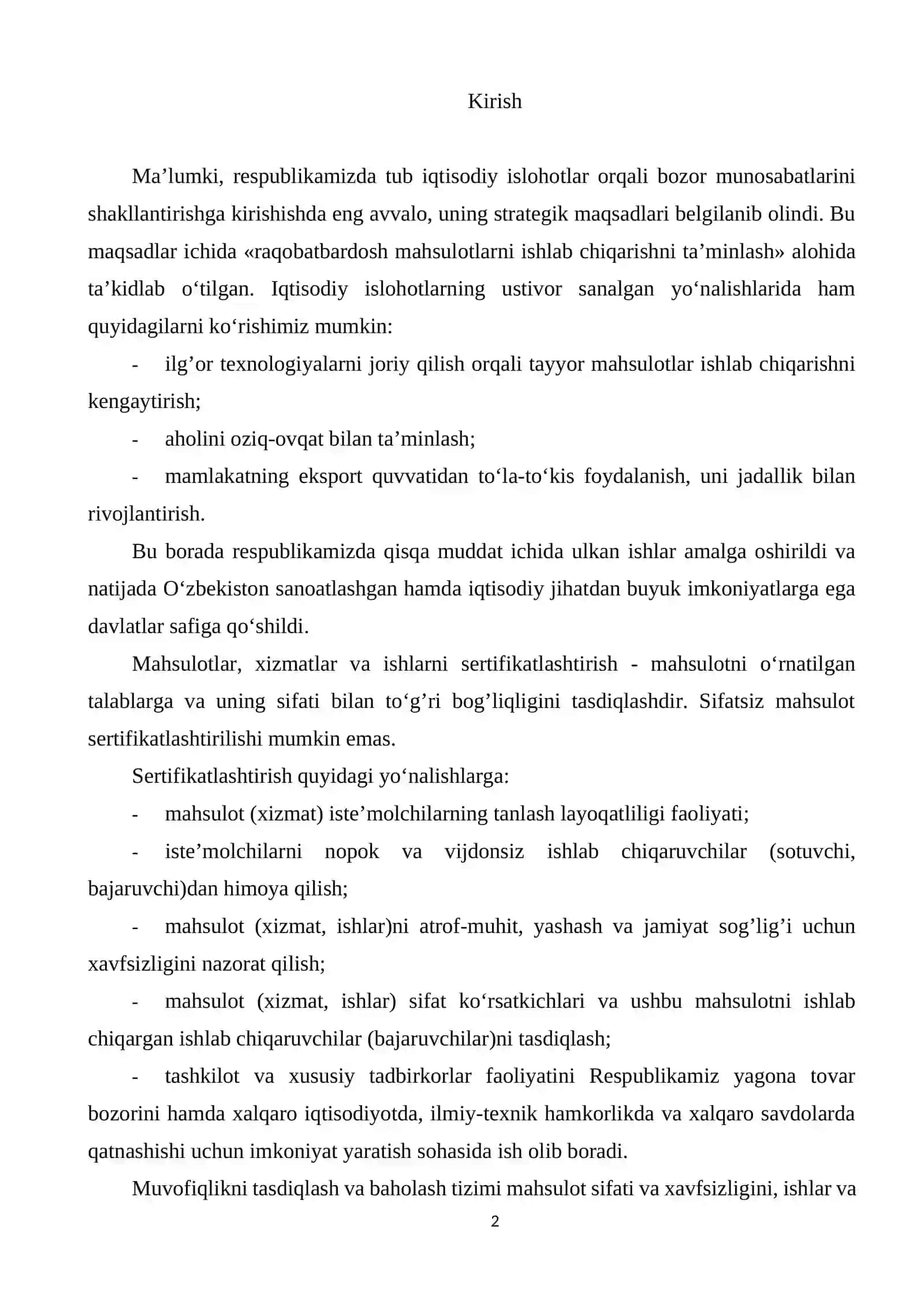Qishloq xo’jaligi avtomobil pnevmatik shina mahsulotiarini sertifikatlashtirish tartibini ishlab chiqish 2