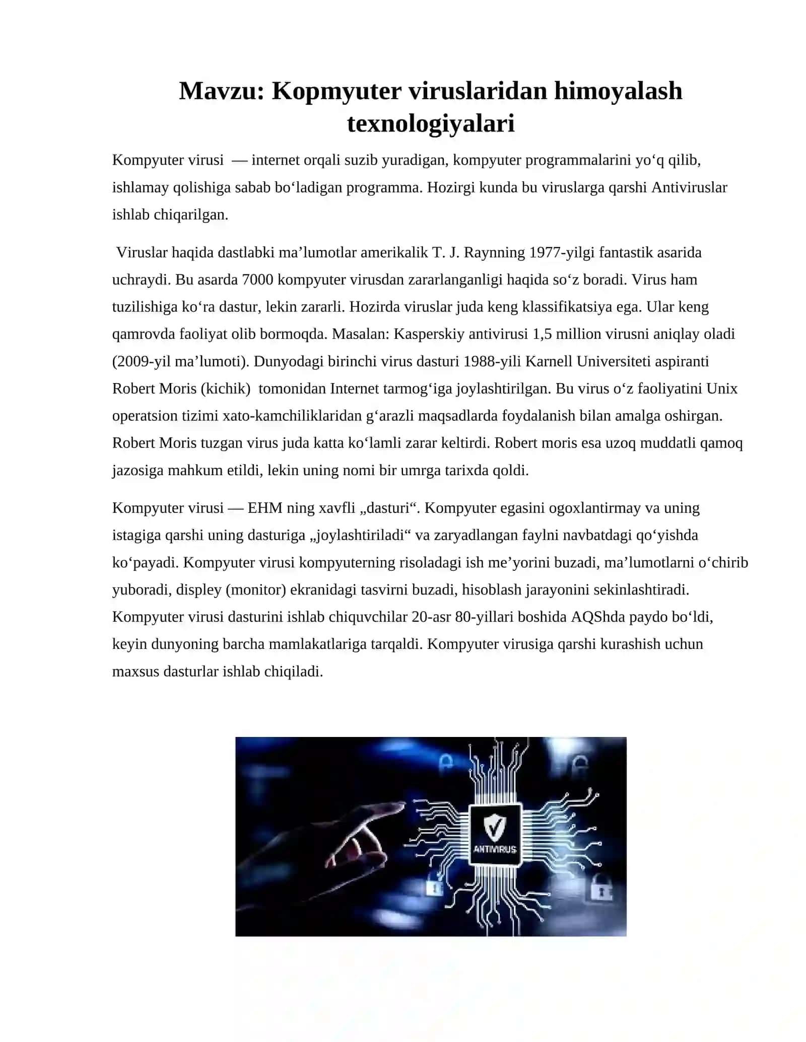 Kopmyuter viruslaridan himoyalash texnologiyalari 2