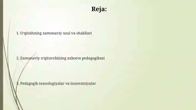 Pedagogik ta'lim jarayonida oʻqituvchining zamonaviy axborot yexnoukituvchining 2