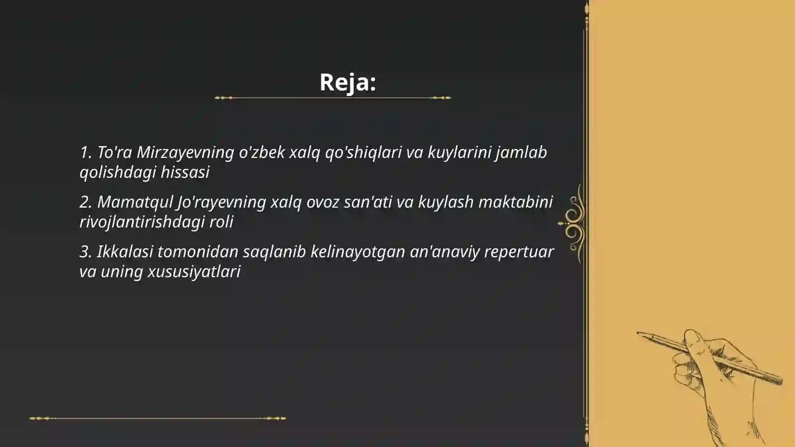 To'ra Mirzayev va Mamatqul Jo'rayevlarning o'zbek folklorchiligiga qo'shgan hissasi 2