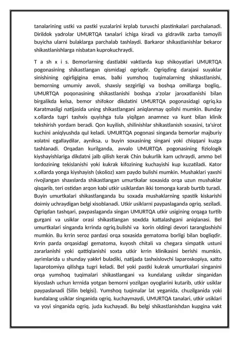 UMURTQA PORONASINING JAROHATLARI 2