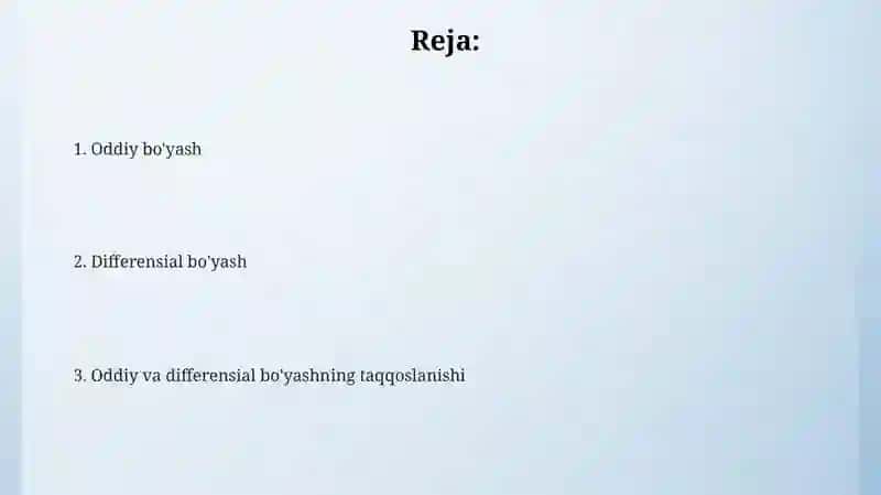 ODDIY VA DIFFERENSIAL BO’YASH 2