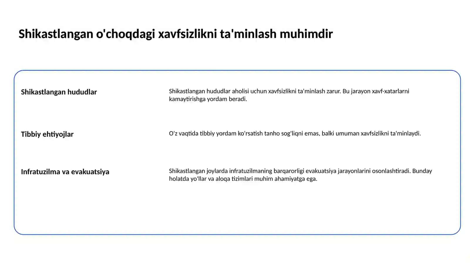 Shikastlangan o'choqlarda birinchi tibbiy yordamni va shifokor yordamini tashkil qilish 2