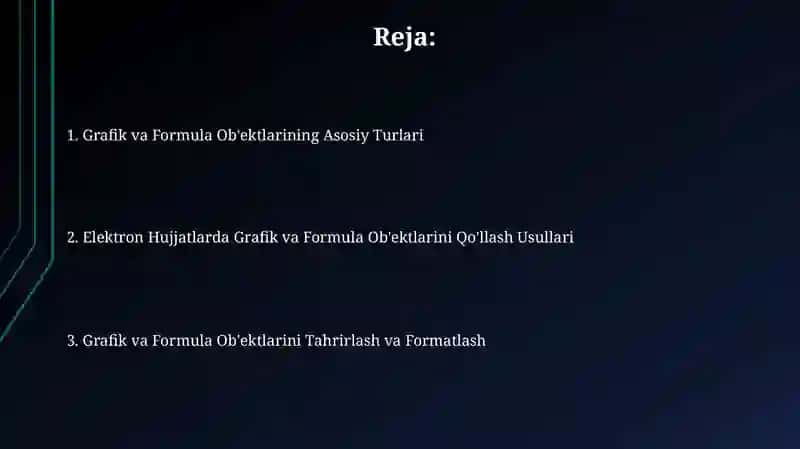 Elektron hujjatlarda grafik va formula ob'ektlaridan foydalanish 2