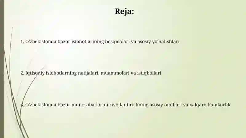 O'ZBEKISTONDA IQTISODIY ISLOHOTLARNING AMALGA OSHIRILISHI BOZOR MUNOSABATLARNING SHAKKANISHI 2