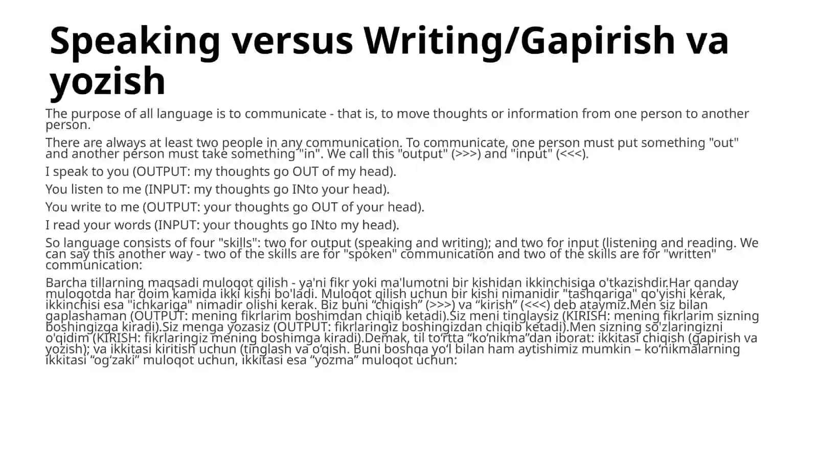 Gapirish va yozish speaking and listenin 2