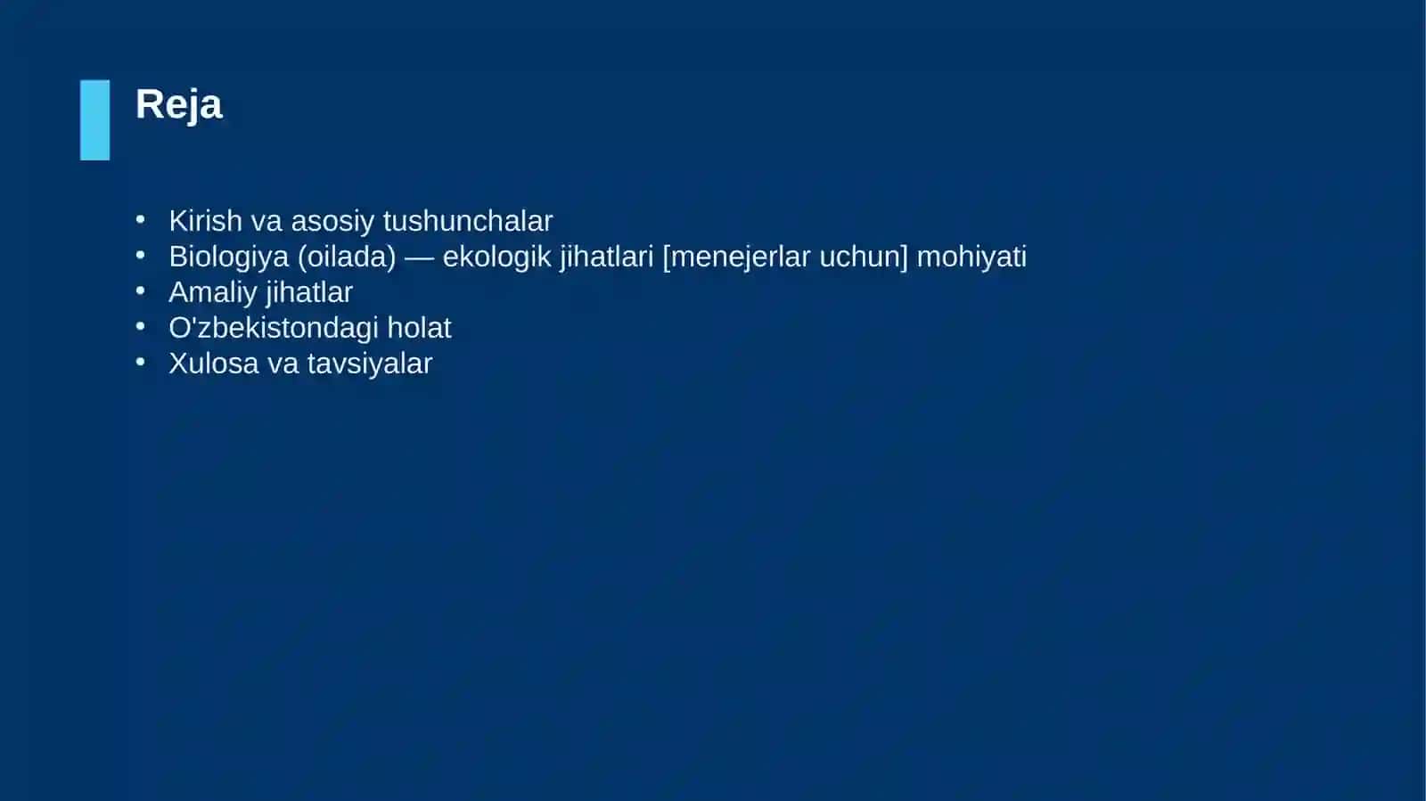 Biologiya (oilada) — ekologik jihatlari [menejerlar uchun] 2