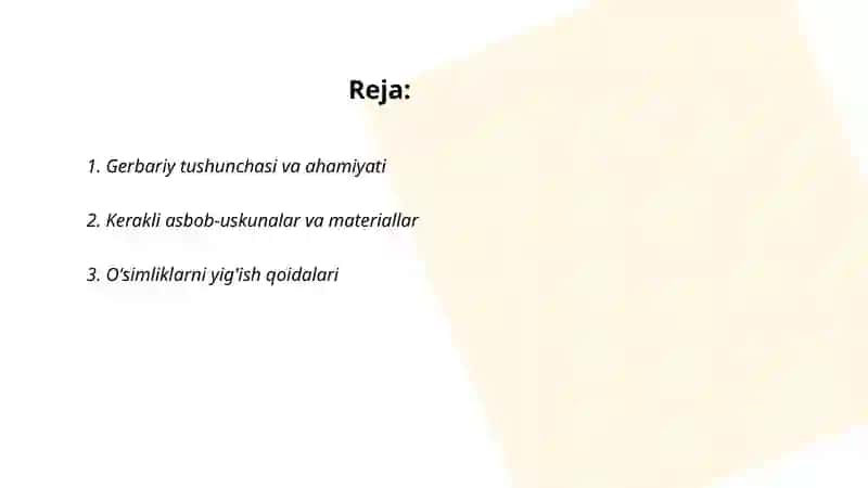 Gerbariy tayyorlash va tayyorlash usullari haqida malumot 2