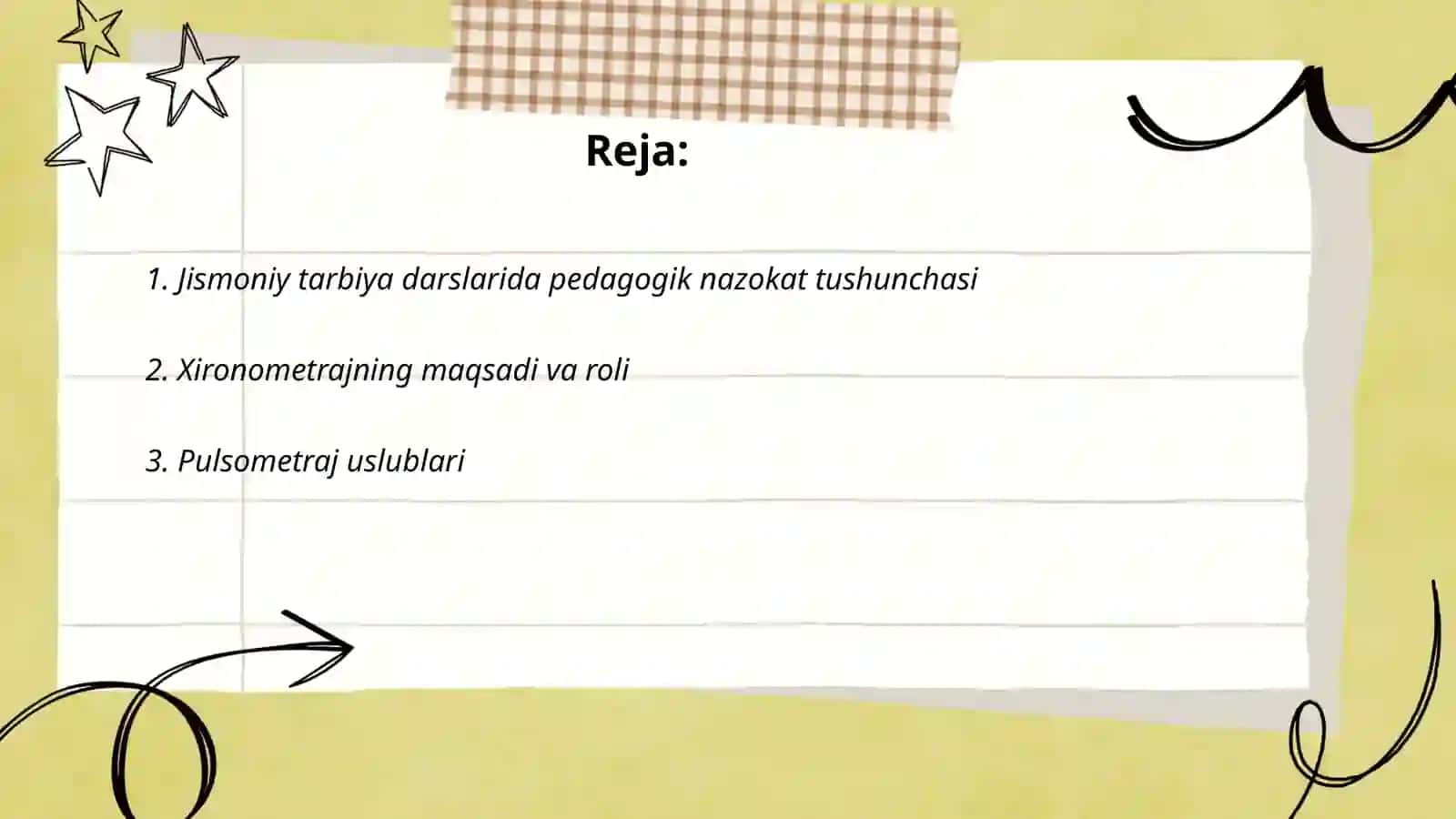Jismoniy tarbiya darslarida pedagogik nazokat Xironometraj pulsometraj va pedogogik tahlil olib borish uslubiyati 2