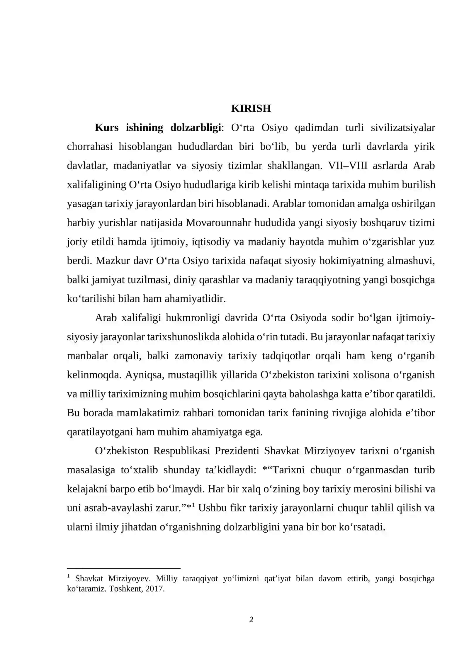 Arab xalifaligi boshqaruv davrida O’rta Osiyodagi ijtimoiy-siyosiy jarayonlarga oid tadqiqotlar 2