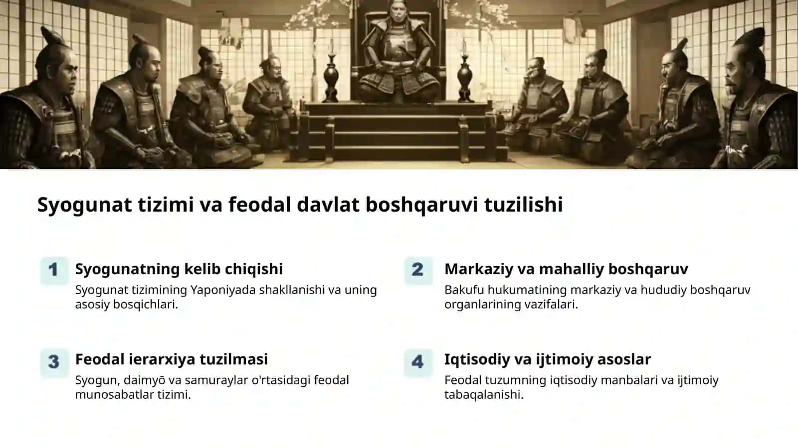 Syogunat tizimi va feodal davlat boshqaruvi tuzilishi 2