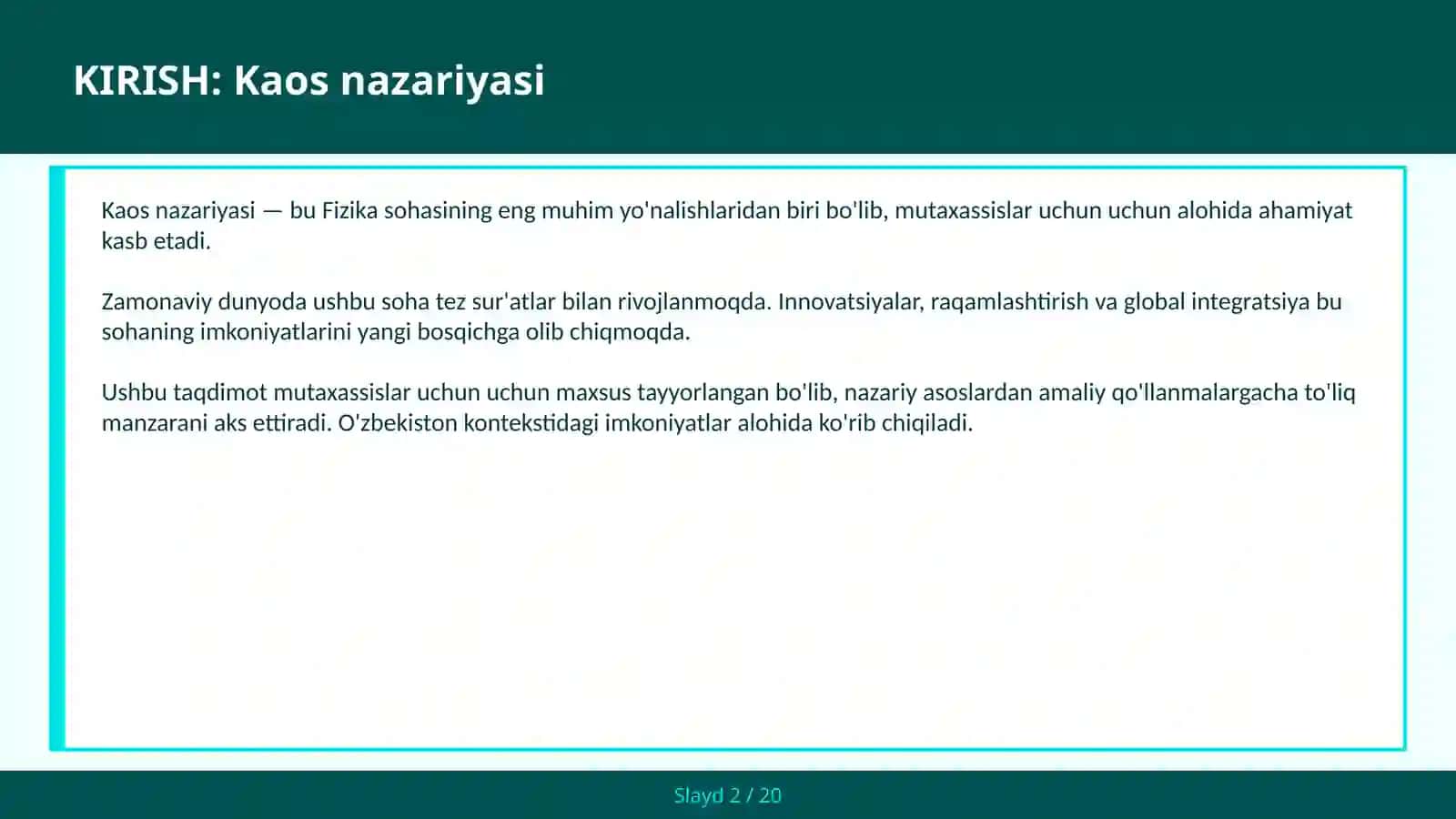 KAOS NAZARIYASI 2