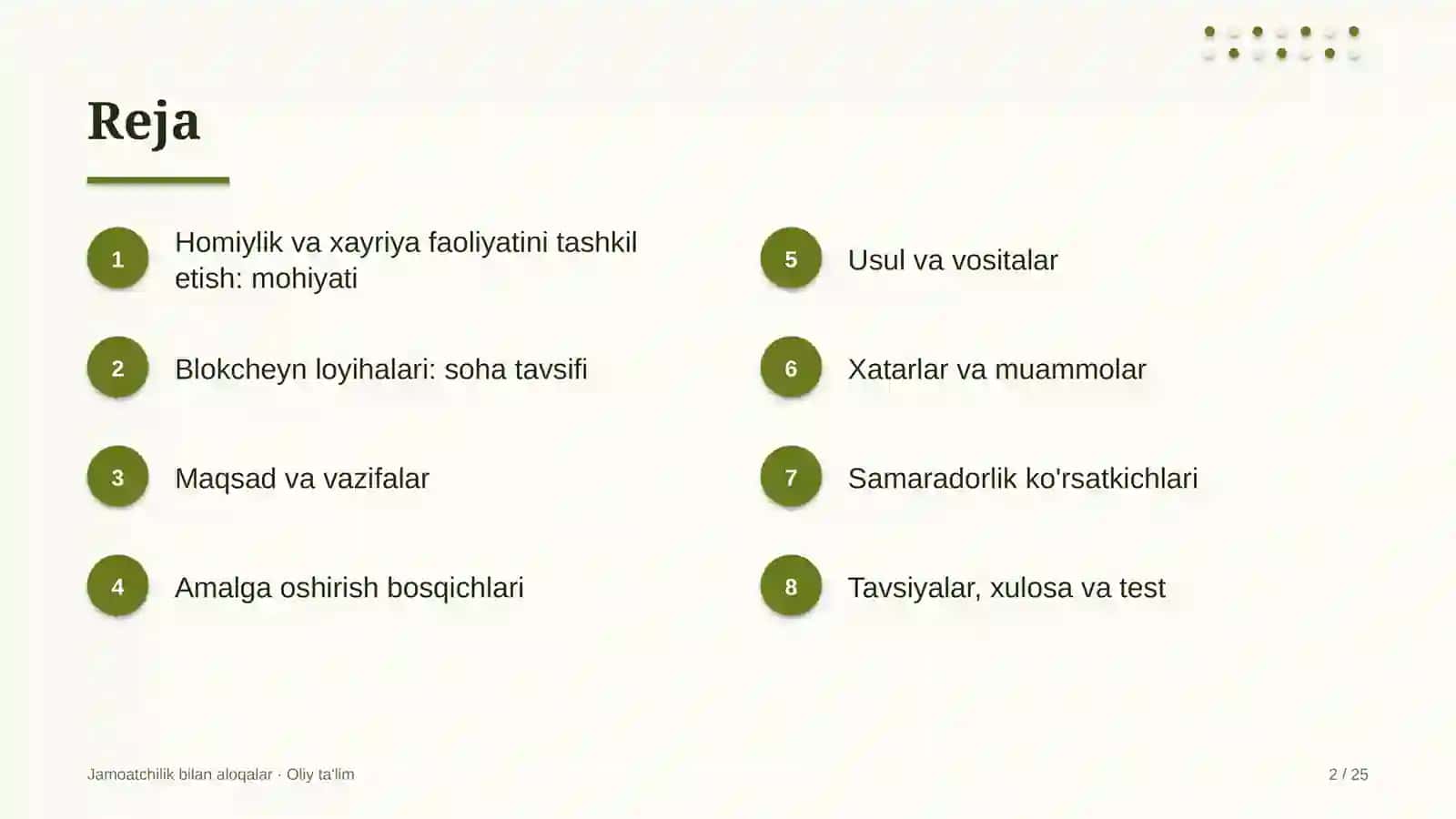 Blokcheyn loyihalarida homiylik va xayriya faoliyatini tashkil etish 2
