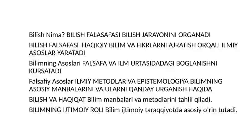 BILISH FALSAFASI 2