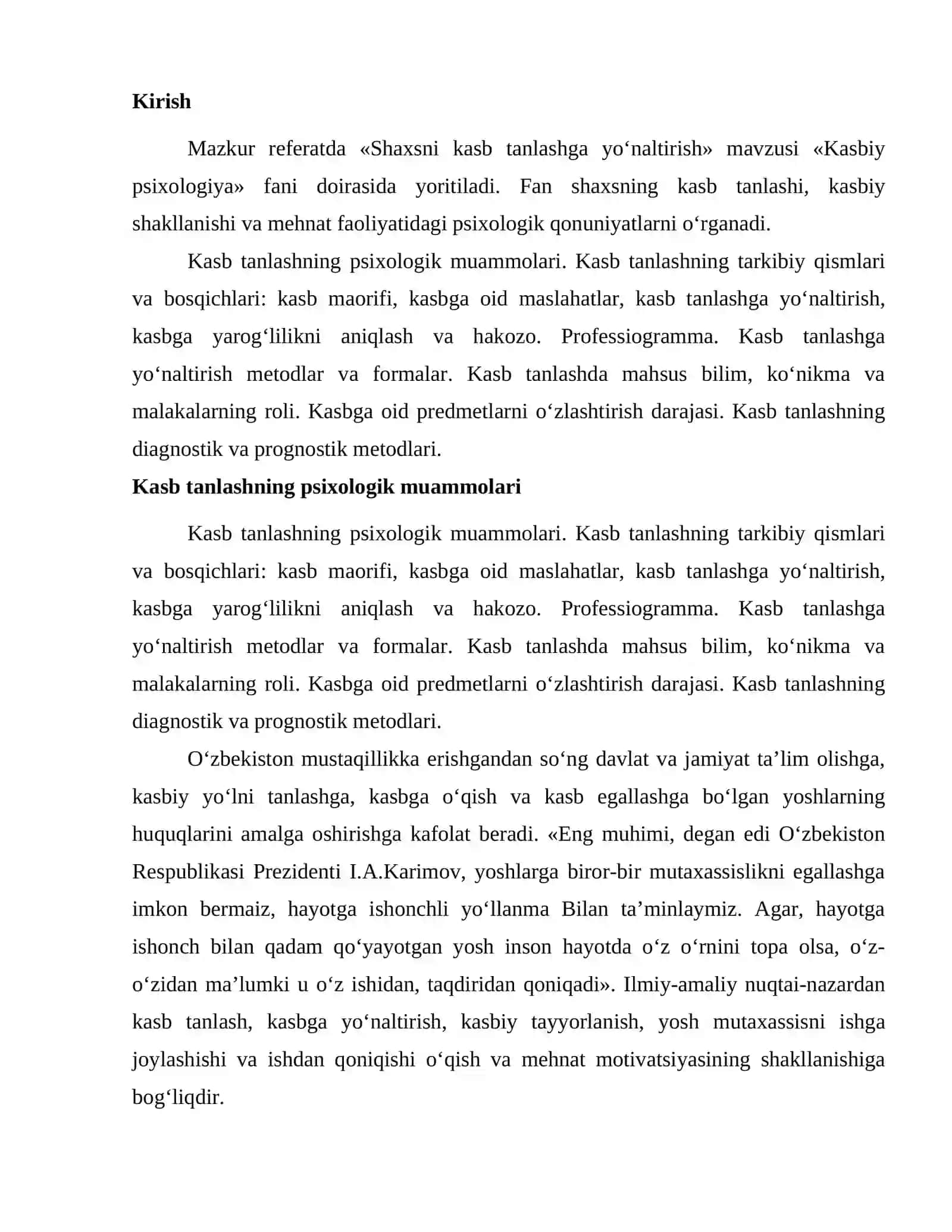 Shaxsni kasb tanlashga yoʻnaltirish 2