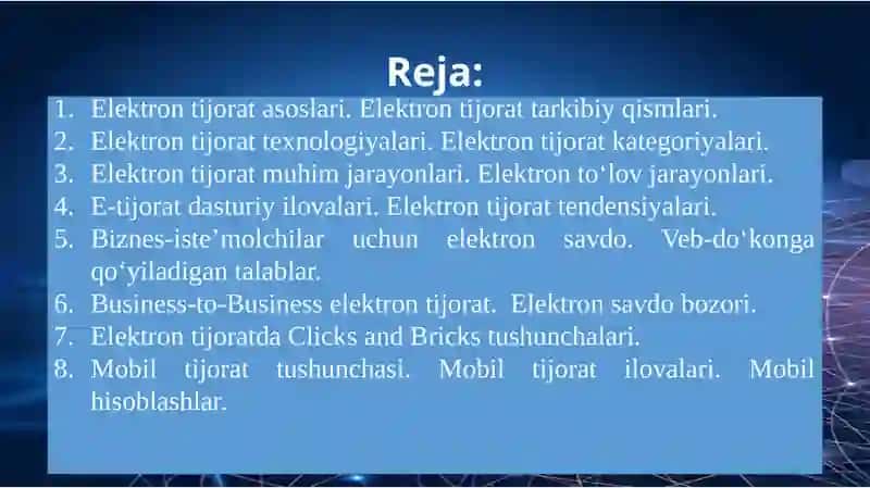 ELEKTRON TIJORAT TIZIMLARI 2