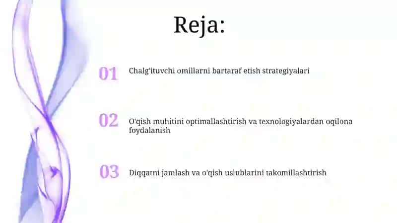 O'qish jarayonida chalgʻituvchi omillarni kamaytirish 2