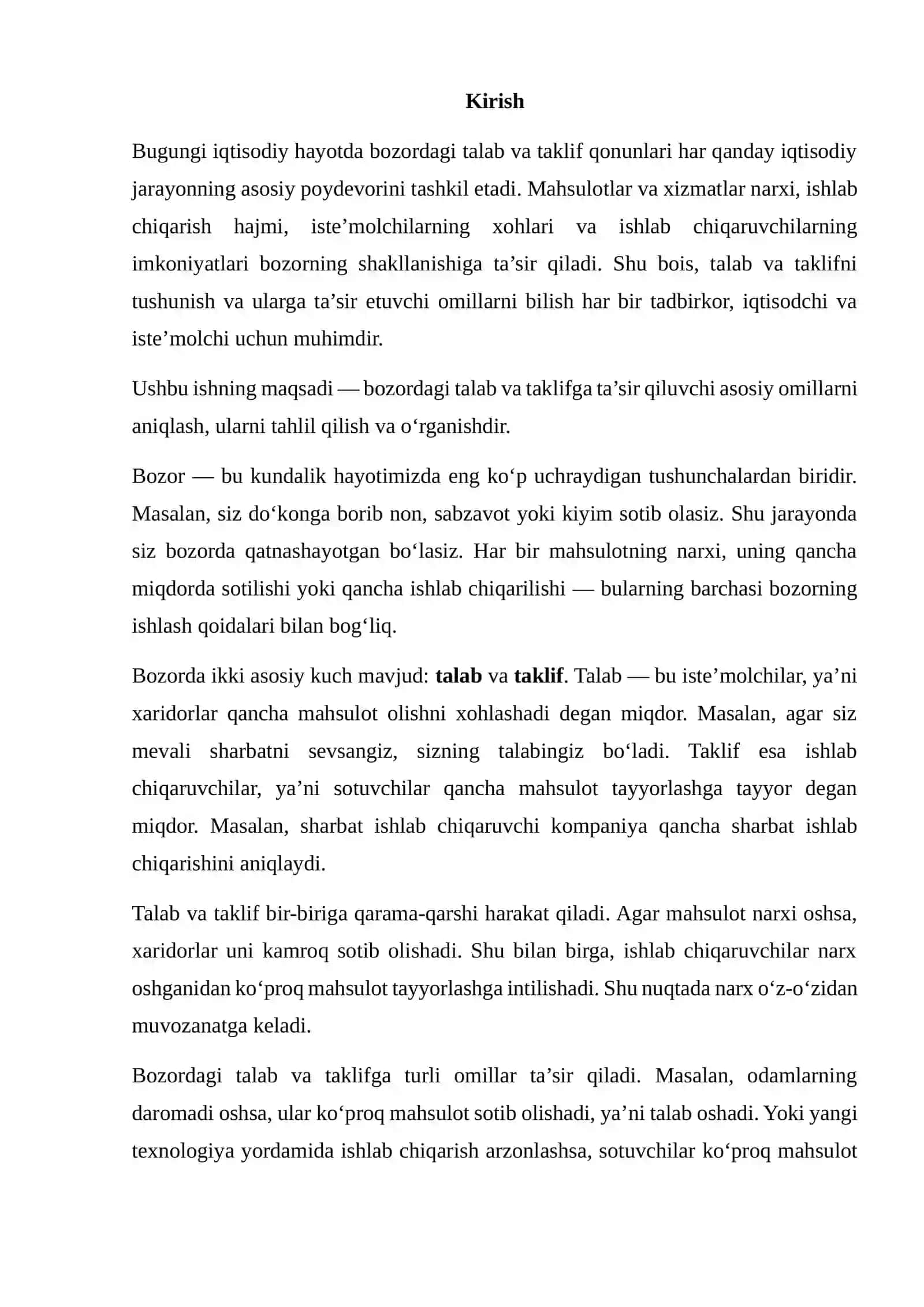 BOZORDAGI TALAB VA TAKLIFGA TA’SIR ETUVCHI OMILLAR 2
