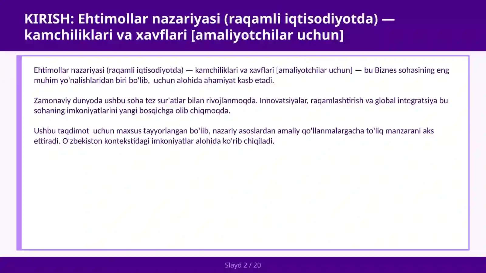 Ehtimollar nazariyasi (raqamli iqtisodiyotda) — kamchiliklari va xavflari 2