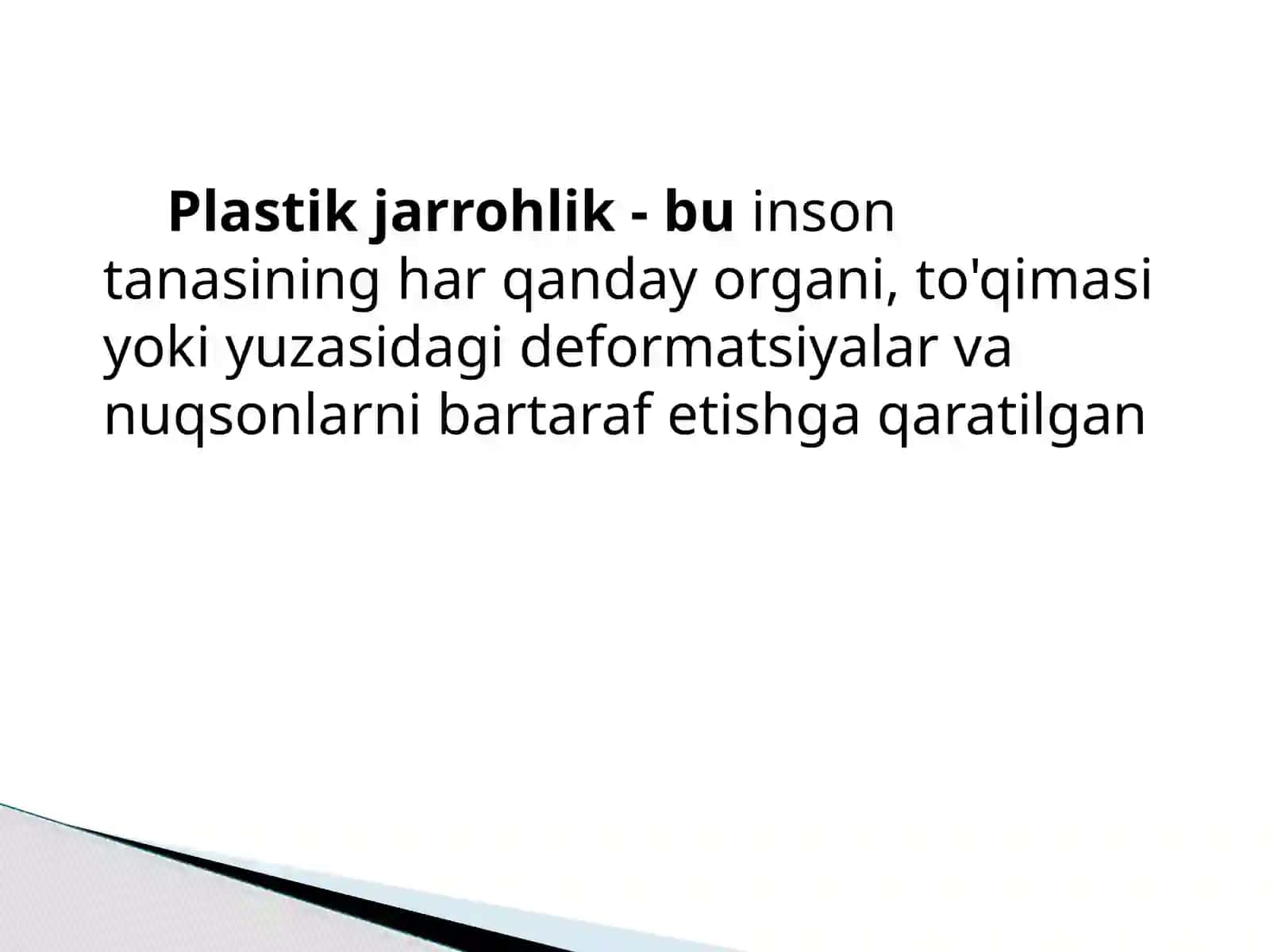 Plastik jarrohlikning turlari 2