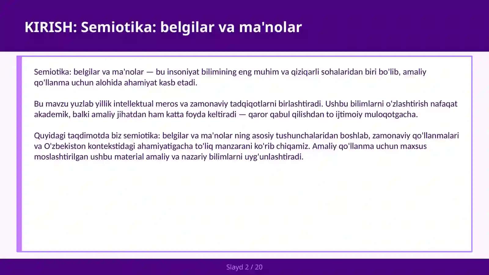 Semiotika: Belgilar va ma'nolar 2