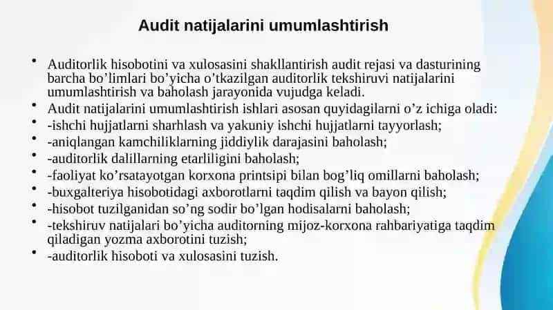 Boshqa auditor ishi natijalaridanfoydalanish 2