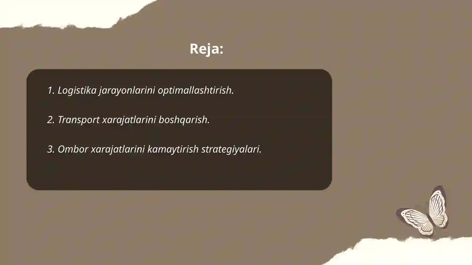Logistika da xarajatlar va daromadlarni taxlil qilish 2