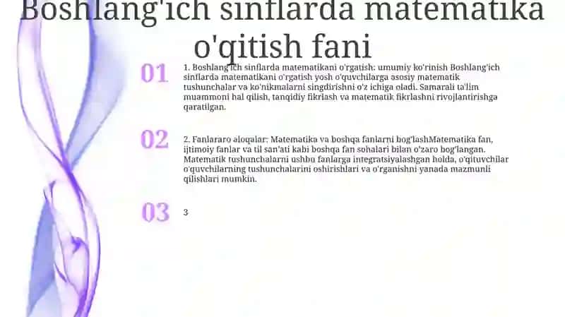 Boshlang'Ich Sinflarda Matematika O‘Qitish Metodikasi Fan Sifatida 2