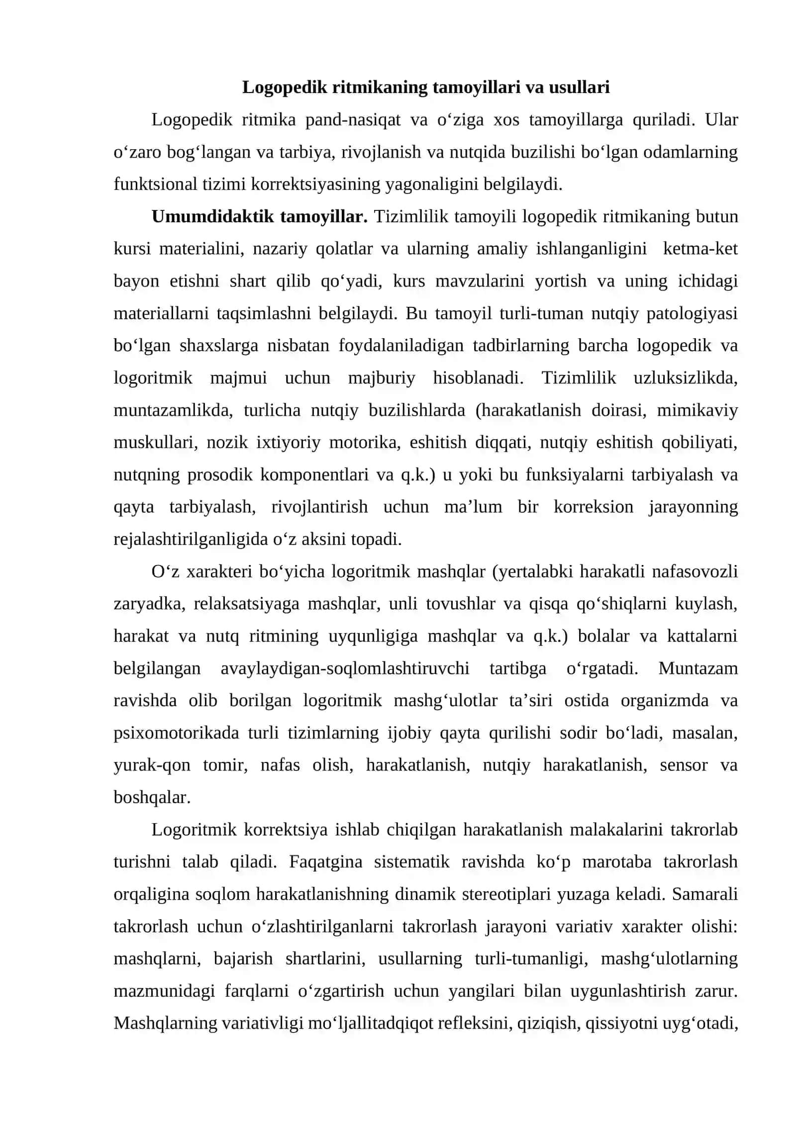 Logopedik ritmikaning tamoyillari va usullari 2