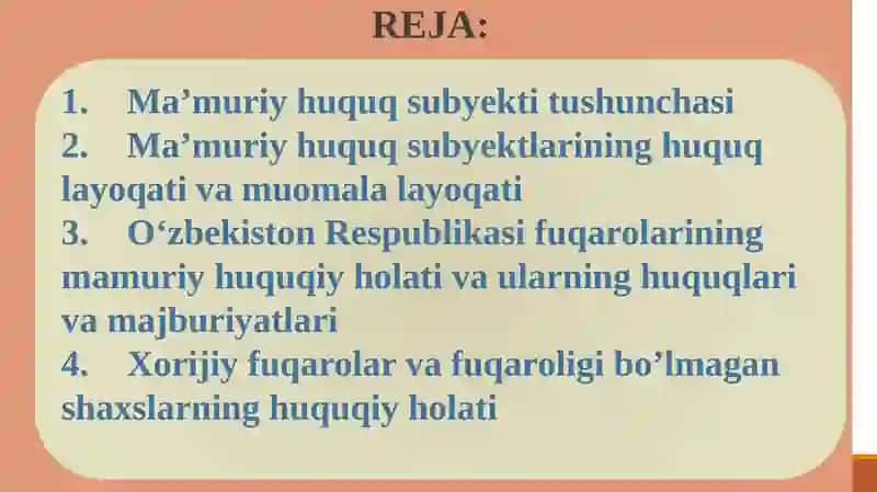 Ma’muriy huquq subyektlari 2