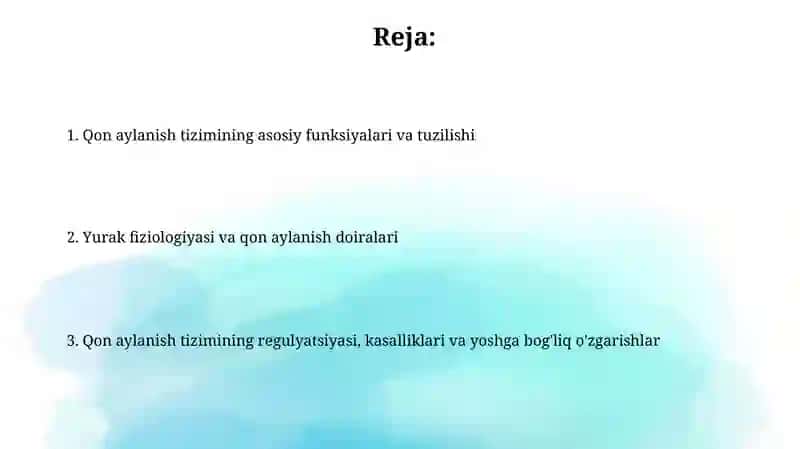 Fizialogiya faniga kirish qon aylanish tizimining fizialogik asoslari 2