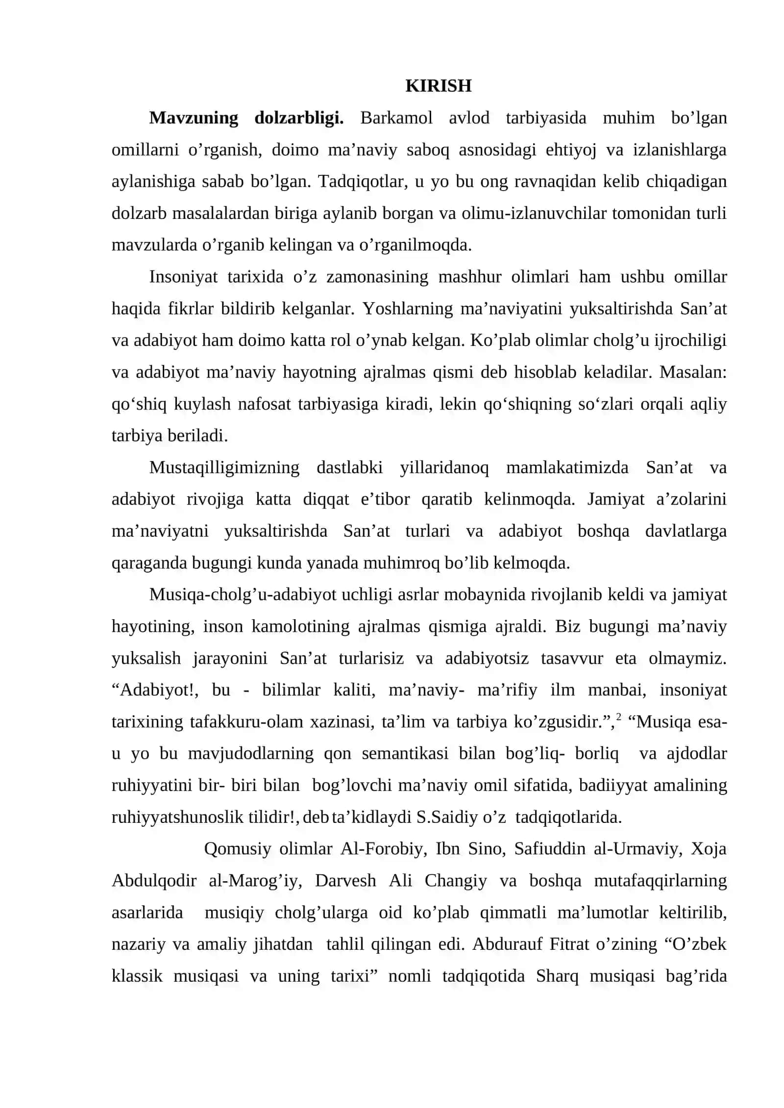 XIX-ASRLARNING 2-YARIMI VA XX-ASR BOSHLARIDA CHOLG'U MUSIQASINI TUTGAN O'RNI 2