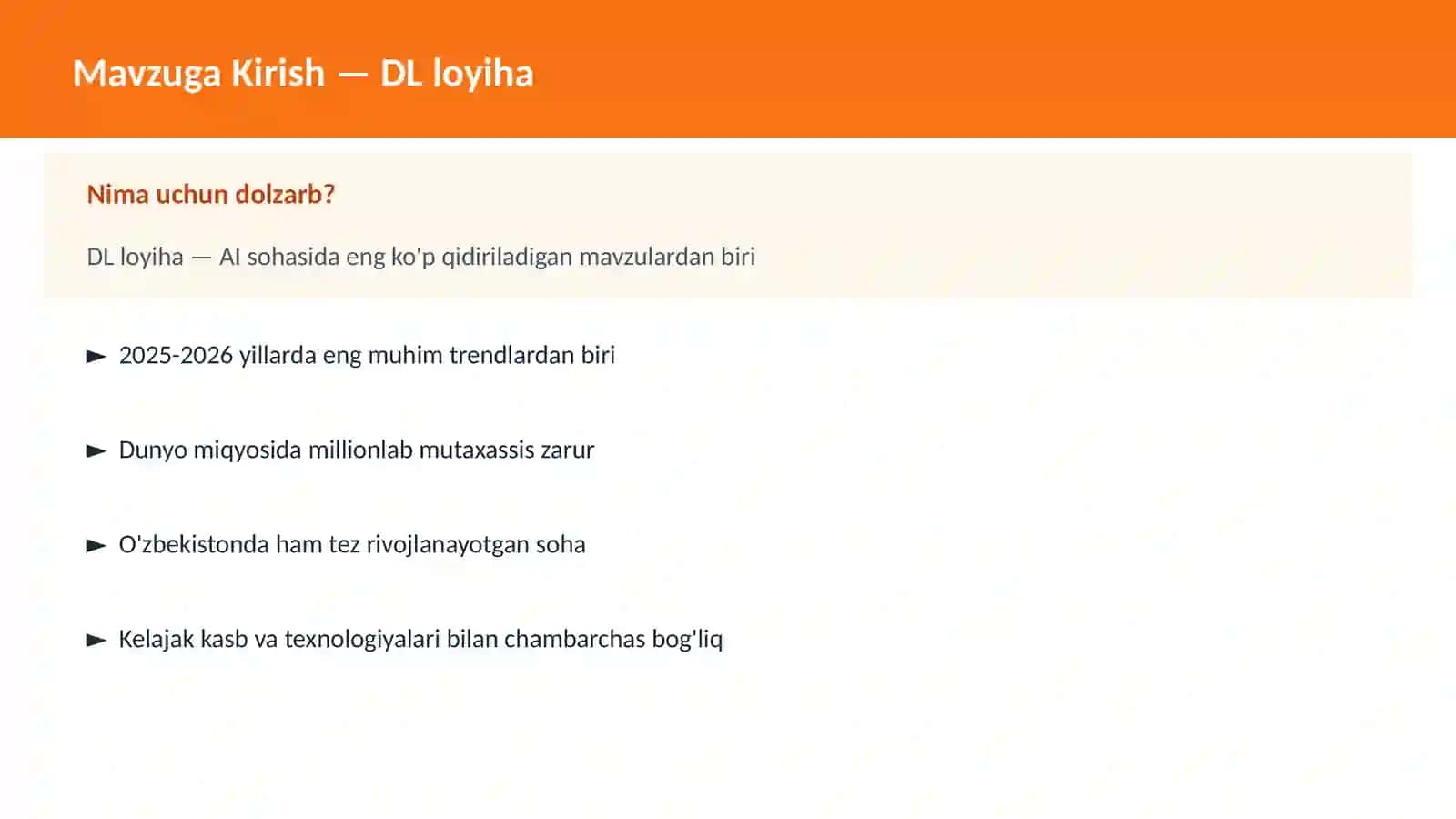 AI | DEEP LEARNING VA NEYRON TARMOQLAR 2