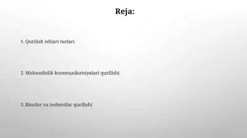 Qurilish ishlaring asosiy turlari 2