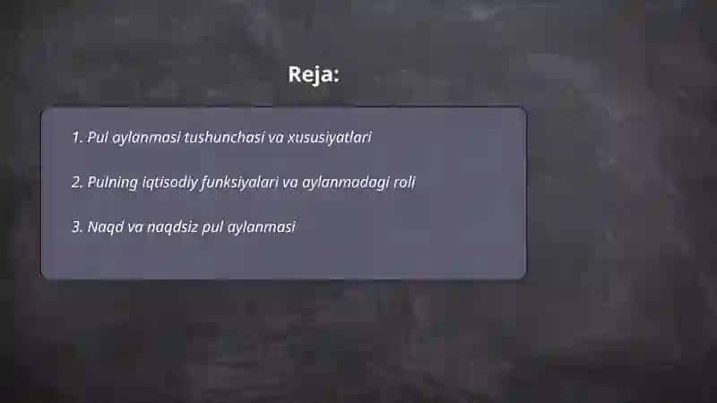 Pul aylanmasi 2