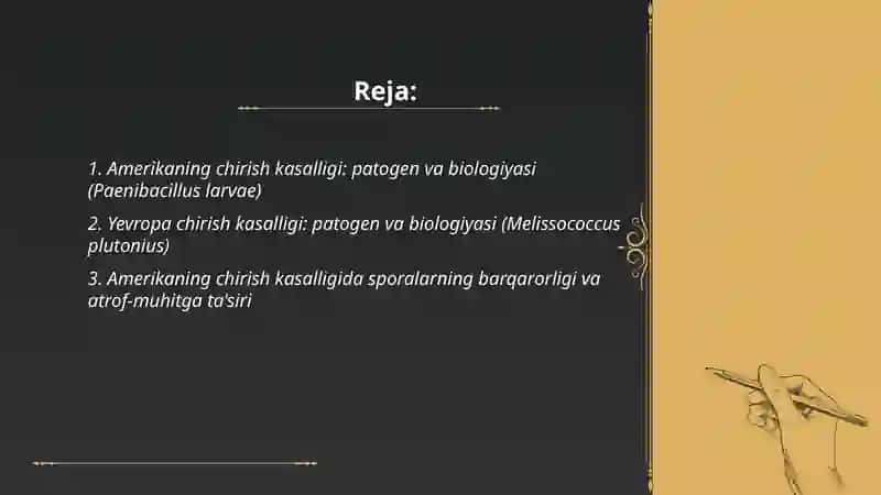 Asalarilarning Amerika va Yevropa chirish kasalliklari 2